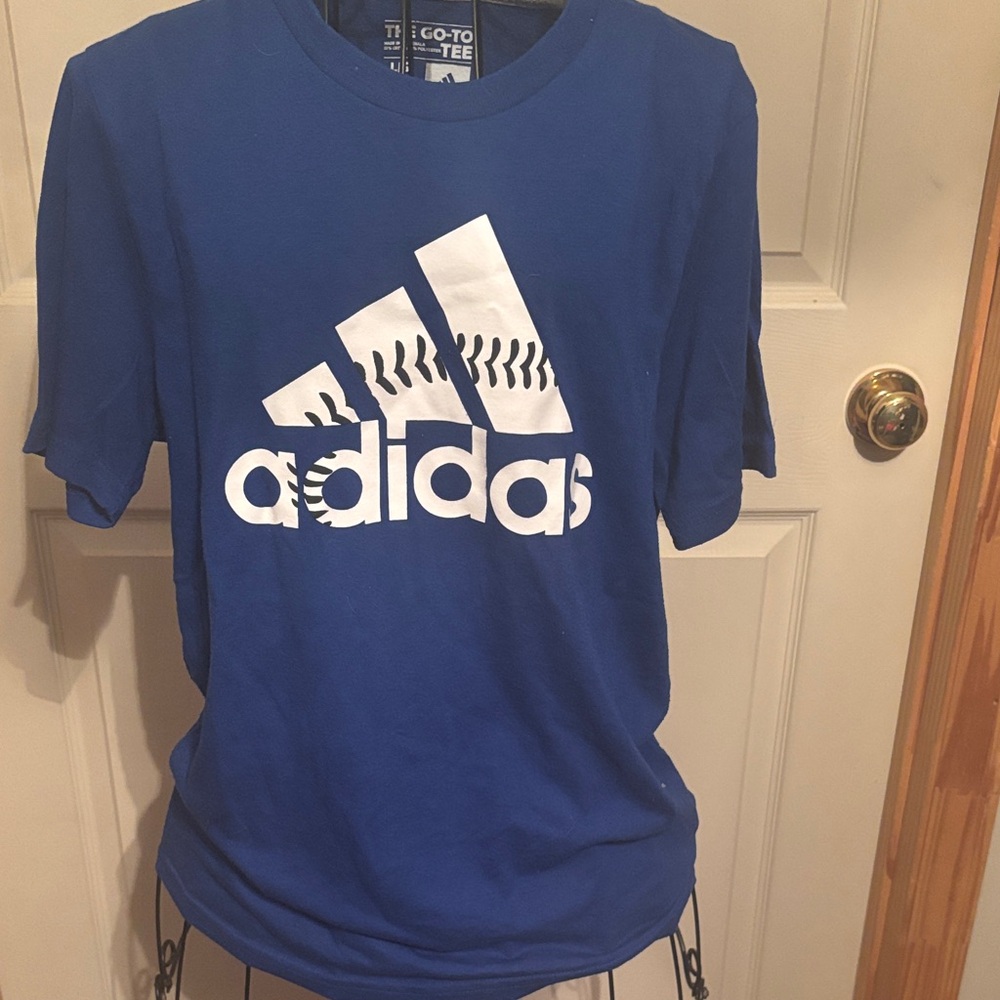 Adidas Blue Go-To Tee with White Logo